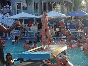 Pole Dancing Outside At Party