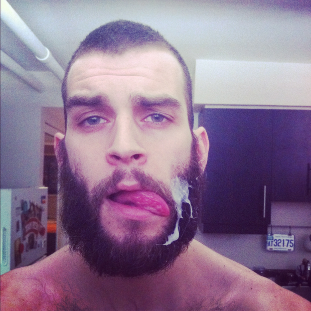 A nice thick load in his beard