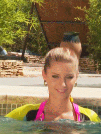 Massive melons splashing in the pool