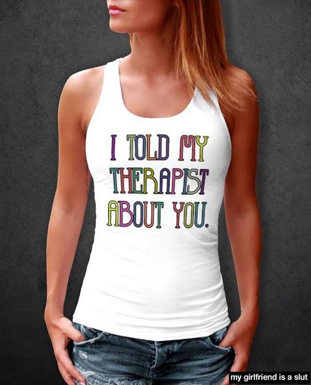 Sexy woman with a funny T-shirt
