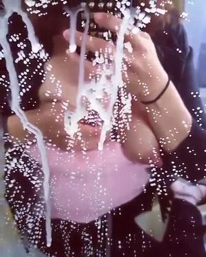 Big tits babe squirts all over the mirror