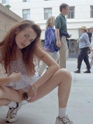 Sexy amateur babe flashing pussy in public