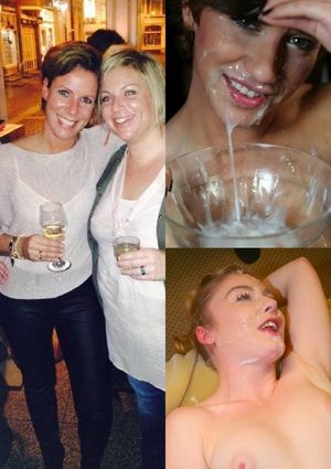 Before / After, my friends and me kept on cumming on the faces of these 2 lovely Hot Wifes at our party. 53g