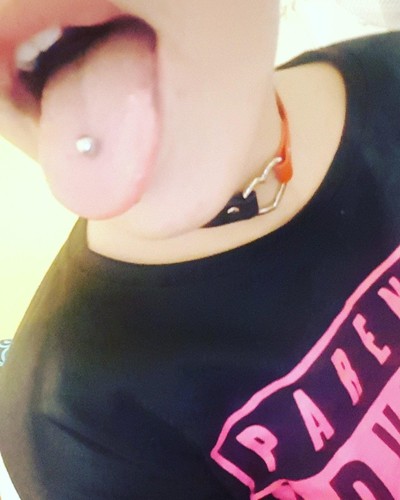 "A tongue piercing is a body piercing usually done directly through the center of the tongue" ;)