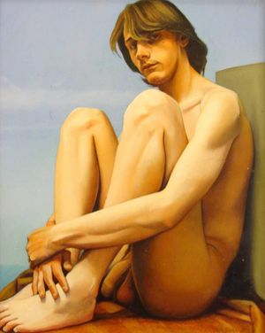 MALE NUDE oil on board