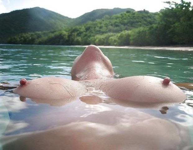 Nipples erected