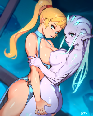 Samus and Alien babe by optionaltypo