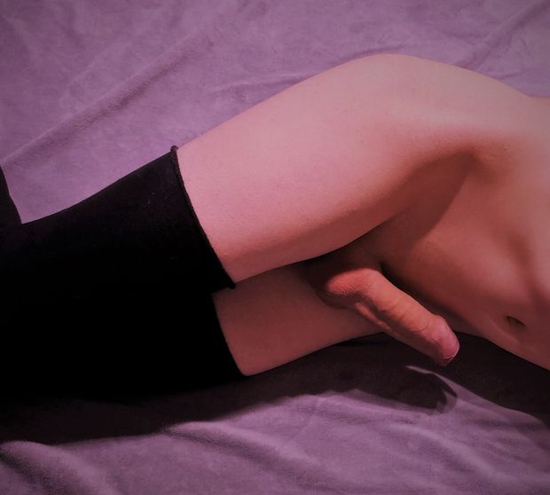 Cute femboy with dick out