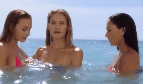 Sexy Women In The water Touching Each Other