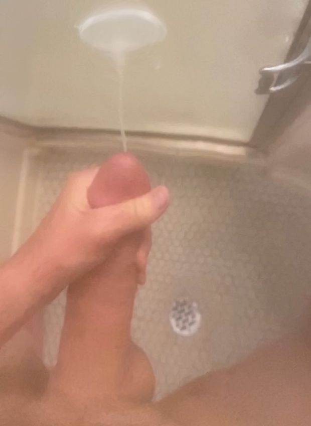 Playing with my big dick and shot a huge load