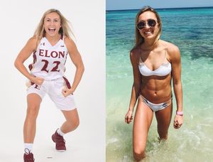 Fit college basketball player in swimsuit