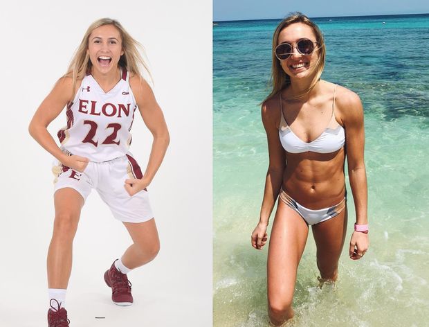Fit college basketball player in swimsuit