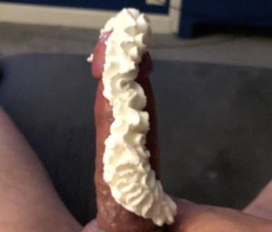 That big cock covered in whipped cream for your sweettooth