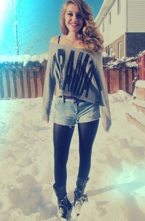 Brunette babe in jean shorts