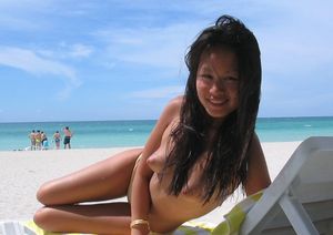 lovely asian gf on the beach