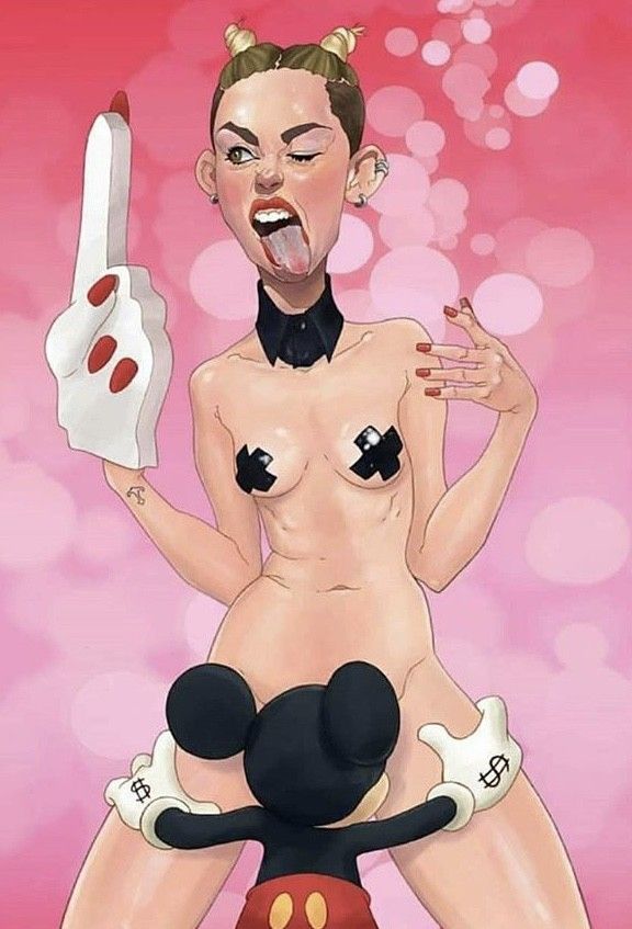 Mickey sucking the last ounce of Disney out of Miley Cyrus