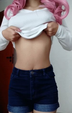 Cute pink haired asian