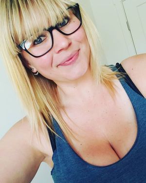 Big tits blonde with glasses
