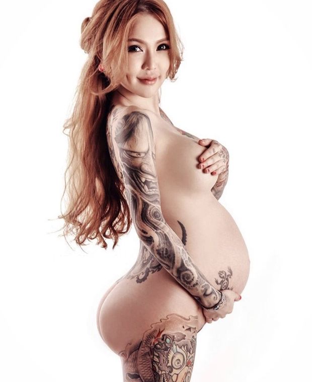 Pregnant Tattoo Asian Female