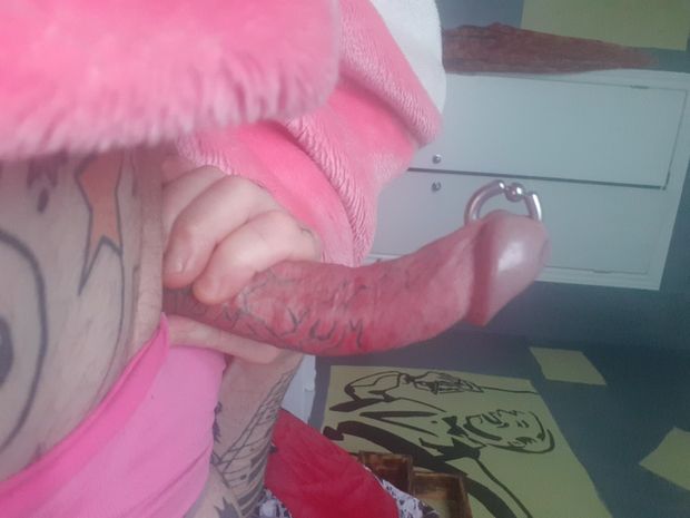 hot male with huge prince albert tattooed penis