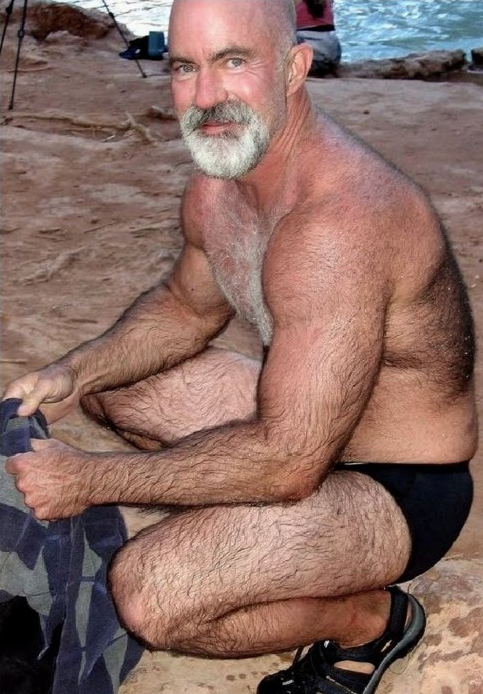 Hairy Muscle Silver Daddy Beards Men Woof