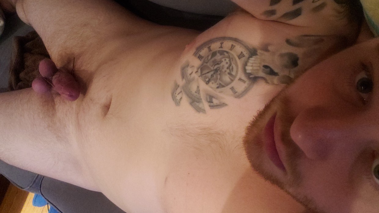 Tied up dick before chastity