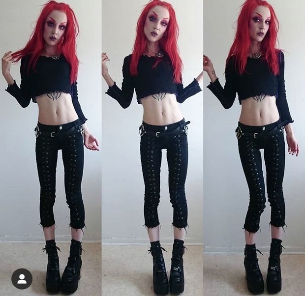 Skinny dressed emo