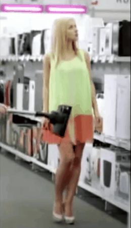 "Cute blonde stripped"