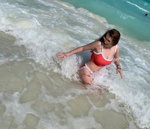 Trin on beach bikini