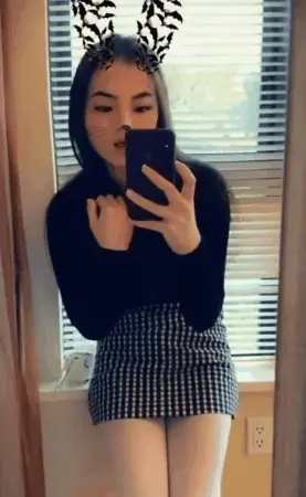 Cute Asian white pantyhose short skirt