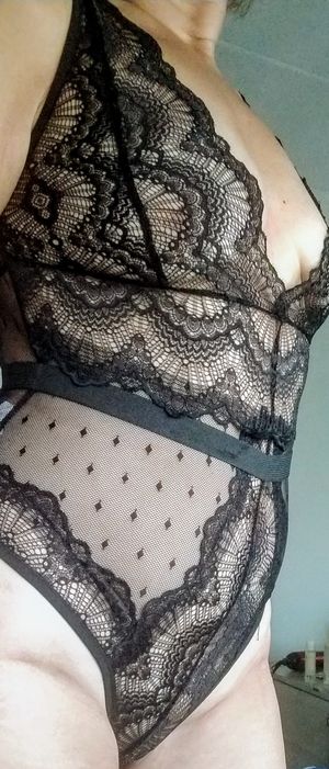 Wearing my see- through body stocking for you