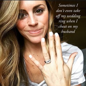 Her ring never comes off, just the panties do.