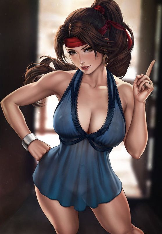 Busty babe in dress