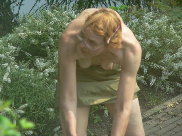 topless gardening mother from France
