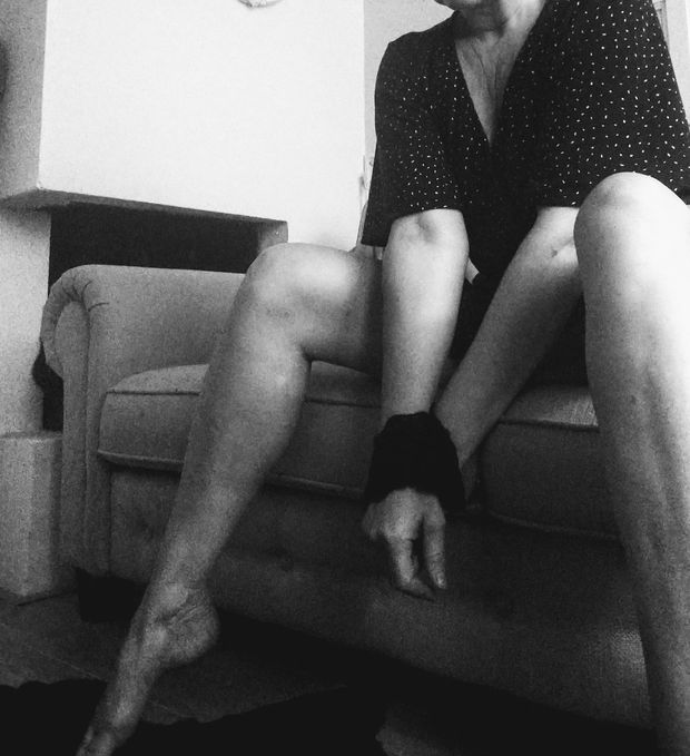 Sexy  ginger with long legs and hands tied up