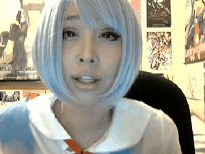 Asian college gal making weak effort ahegao face