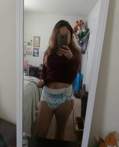 Diapered selfie.