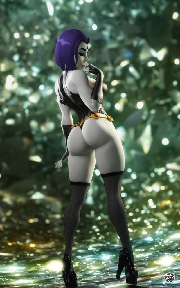 Raven high boots booty showing