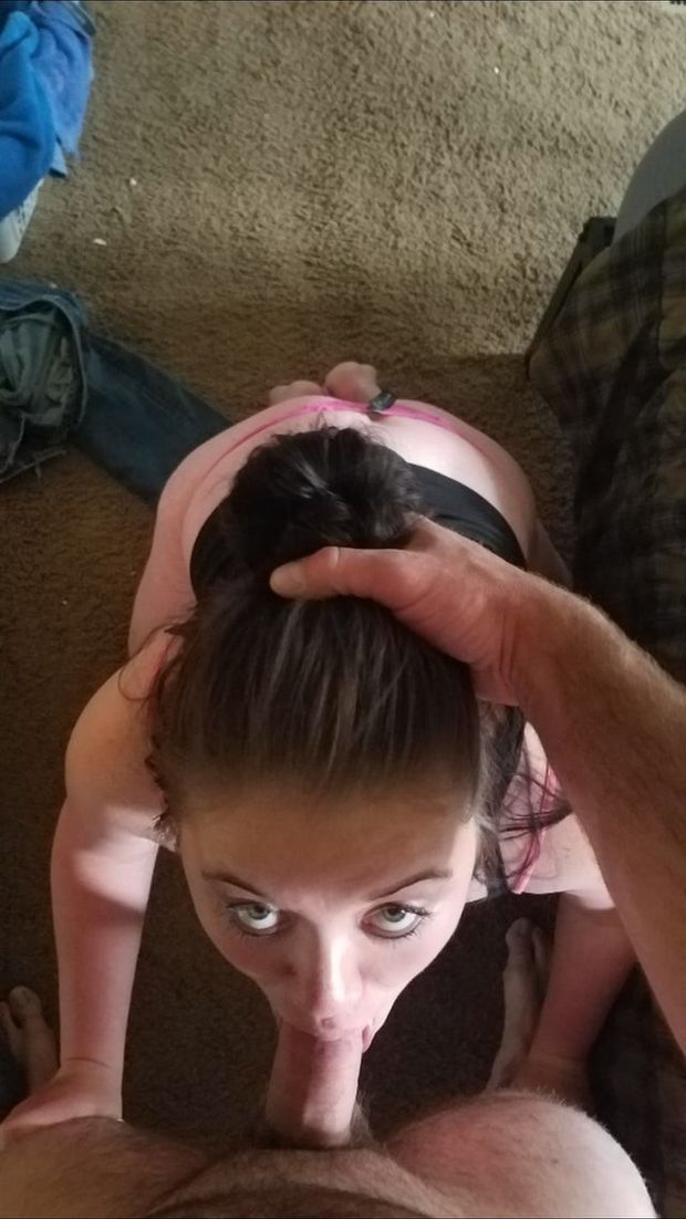 Girlfriend on her knees sucking dick