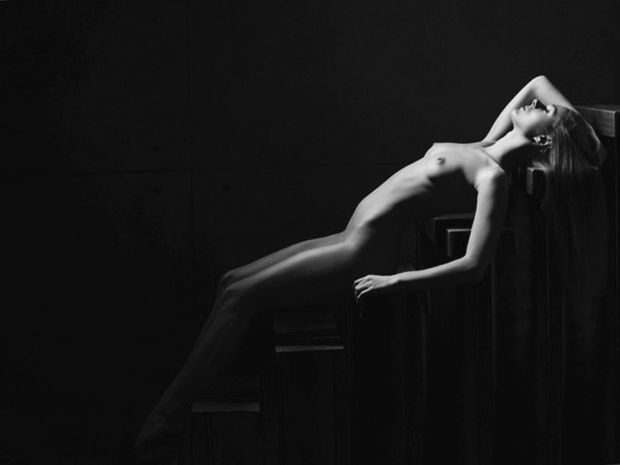 Naked on the stairs