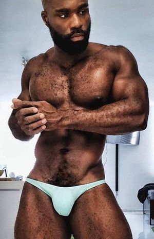 hairy black muscle man