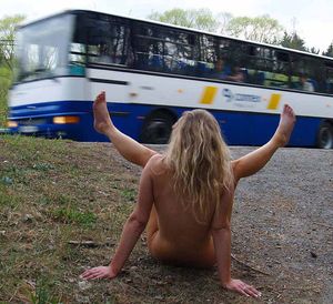 Drunk babe has her holes inspected by a whole bus