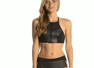 blonde modeling swimsuit