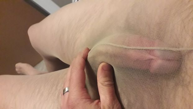 Hard cock in pantyhose