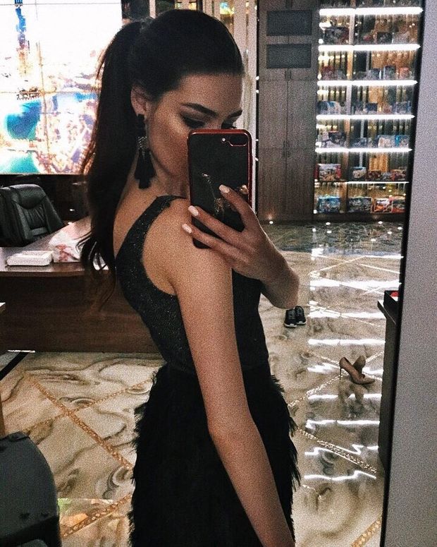 Bogdana Kadritskaya in a black dress