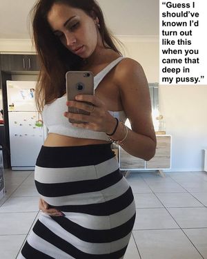 Bombshell pregnancy caption