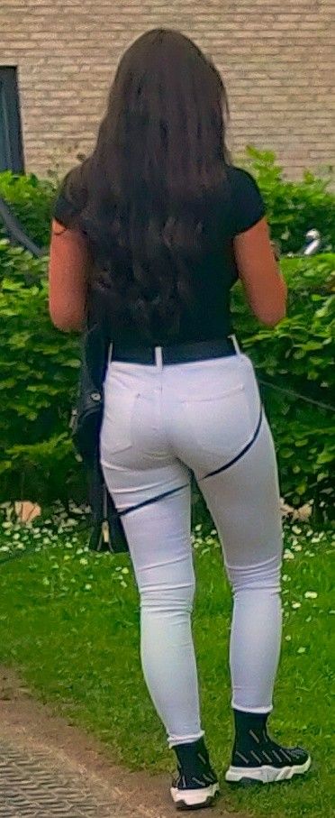 Sexy ass in tight white jeans