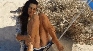 cock tease on the beach