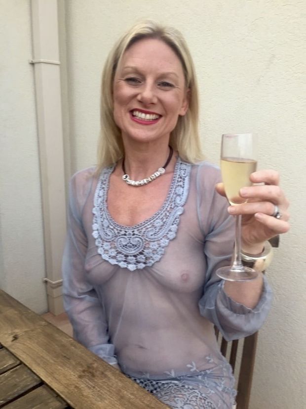 Mature Sitting with Wine
