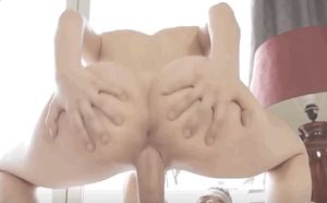 Spread your ass so that he can cum in your hole!